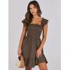 imageANRABESS Womens Summer Casual Sleeveless Square Neck Dress 2025 Smocked Ruffle Backless Boho Beach Cute Teen Short SundressCoffee