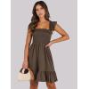 imageANRABESS Womens Summer Casual Sleeveless Square Neck Dress 2025 Smocked Ruffle Backless Boho Beach Cute Teen Short SundressCoffee