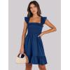 imageANRABESS Womens Summer Casual Sleeveless Square Neck Dress 2025 Smocked Ruffle Backless Boho Beach Cute Teen Short SundressDark Sea Blue