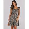 imageANRABESS Womens Summer Casual Sleeveless Square Neck Dress 2025 Smocked Ruffle Backless Boho Beach Cute Teen Short SundressFloral Colorful Black