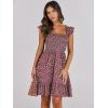 imageANRABESS Womens Summer Casual Sleeveless Square Neck Dress 2025 Smocked Ruffle Backless Boho Beach Cute Teen Short SundressFloral Red Pink