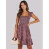 imageANRABESS Womens Summer Casual Sleeveless Square Neck Dress 2025 Smocked Ruffle Backless Boho Beach Cute Teen Short SundressFloral Red Pink