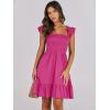 imageANRABESS Womens Summer Casual Sleeveless Square Neck Dress 2025 Smocked Ruffle Backless Boho Beach Cute Teen Short SundressHot Pink