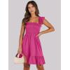 imageANRABESS Womens Summer Casual Sleeveless Square Neck Dress 2025 Smocked Ruffle Backless Boho Beach Cute Teen Short SundressHot Pink