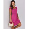 imageANRABESS Womens Summer Casual Sleeveless Square Neck Dress 2025 Smocked Ruffle Backless Boho Beach Cute Teen Short SundressHot Pink
