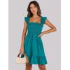 imageANRABESS Womens Summer Casual Sleeveless Square Neck Dress 2025 Smocked Ruffle Backless Boho Beach Cute Teen Short SundressLake Green