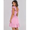 imageANRABESS Womens Summer Casual Sleeveless Square Neck Dress 2025 Smocked Ruffle Backless Boho Beach Cute Teen Short SundressPink