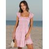 imageANRABESS Womens Summer Casual Sleeveless Square Neck Dress 2025 Smocked Ruffle Backless Boho Beach Cute Teen Short SundressPrint Floral Pink