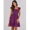 imageANRABESS Womens Summer Casual Sleeveless Square Neck Dress 2025 Smocked Ruffle Backless Boho Beach Cute Teen Short SundressPurple Red