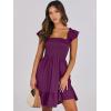 imageANRABESS Womens Summer Casual Sleeveless Square Neck Dress 2025 Smocked Ruffle Backless Boho Beach Cute Teen Short SundressPurple Red