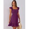 imageANRABESS Womens Summer Casual Sleeveless Square Neck Dress 2025 Smocked Ruffle Backless Boho Beach Cute Teen Short SundressPurple Red