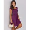 imageANRABESS Womens Summer Casual Sleeveless Square Neck Dress 2025 Smocked Ruffle Backless Boho Beach Cute Teen Short SundressPurple Red