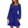 imageANRABESS Womens Dress Long Lantern Sleeve Square Neck Elastic Waist Ruffle Flowy Swing ALine Short Dresses 2025 Fall FashionRoyal