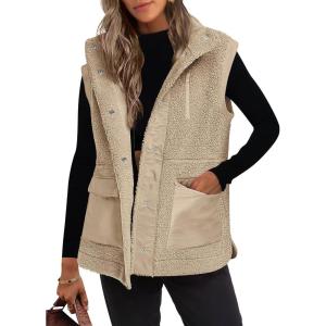 imageANRABESS Womens Fuzzy Fleece Vest Sleeveless Casual Warm Button Down Sherpa Jackets Outerwear With Pockets Winter FashionBeige