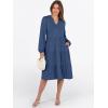 imageANRABESS Long Sleeve Dress for Women V Neck 2025 Fall Fashion Casual Loose Fit Flowy Swing Tiered Vacation DressesBlue