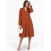 imageANRABESS Long Sleeve Dress for Women V Neck 2025 Fall Fashion Casual Loose Fit Flowy Swing Tiered Vacation DressesBrick Red