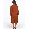 imageANRABESS Long Sleeve Dress for Women V Neck 2025 Fall Fashion Casual Loose Fit Flowy Swing Tiered Vacation DressesBrick Red