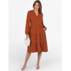 imageANRABESS Long Sleeve Dress for Women V Neck 2025 Fall Fashion Casual Loose Fit Flowy Swing Tiered Vacation DressesBrick Red