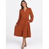 imageANRABESS Long Sleeve Dress for Women V Neck 2025 Fall Fashion Casual Loose Fit Flowy Swing Tiered Vacation DressesBrick Red