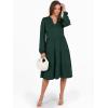 imageANRABESS Long Sleeve Dress for Women V Neck 2025 Fall Fashion Casual Loose Fit Flowy Swing Tiered Vacation DressesDeep Green