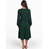 imageANRABESS Long Sleeve Dress for Women V Neck 2025 Fall Fashion Casual Loose Fit Flowy Swing Tiered Vacation DressesDeep Green