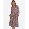 imageANRABESS Long Sleeve Dress for Women V Neck 2025 Fall Fashion Casual Loose Fit Flowy Swing Tiered Vacation DressesFloral Red Pink