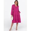 imageANRABESS Long Sleeve Dress for Women V Neck 2025 Fall Fashion Casual Loose Fit Flowy Swing Tiered Vacation DressesHot Pink