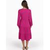 imageANRABESS Long Sleeve Dress for Women V Neck 2025 Fall Fashion Casual Loose Fit Flowy Swing Tiered Vacation DressesHot Pink