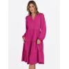 imageANRABESS Long Sleeve Dress for Women V Neck 2025 Fall Fashion Casual Loose Fit Flowy Swing Tiered Vacation DressesHot Pink
