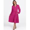 imageANRABESS Long Sleeve Dress for Women V Neck 2025 Fall Fashion Casual Loose Fit Flowy Swing Tiered Vacation DressesHot Pink