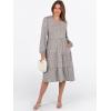 imageANRABESS Long Sleeve Dress for Women V Neck 2025 Fall Fashion Casual Loose Fit Flowy Swing Tiered Vacation DressesKhaki Polka Dot