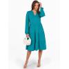 imageANRABESS Long Sleeve Dress for Women V Neck 2025 Fall Fashion Casual Loose Fit Flowy Swing Tiered Vacation DressesLake Green