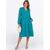 imageANRABESS Long Sleeve Dress for Women V Neck 2025 Fall Fashion Casual Loose Fit Flowy Swing Tiered Vacation DressesLake Green