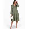 imageANRABESS Long Sleeve Dress for Women V Neck 2025 Fall Fashion Casual Loose Fit Flowy Swing Tiered Vacation DressesOlive