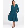 imageANRABESS Long Sleeve Dress for Women V Neck 2025 Fall Fashion Casual Loose Fit Flowy Swing Tiered Vacation DressesTeal Blue