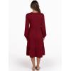 imageANRABESS Long Sleeve Dress for Women V Neck 2025 Fall Fashion Casual Loose Fit Flowy Swing Tiered Vacation DressesWine Red