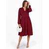 imageANRABESS Long Sleeve Dress for Women V Neck 2025 Fall Fashion Casual Loose Fit Flowy Swing Tiered Vacation DressesWine Red