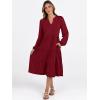 imageANRABESS Long Sleeve Dress for Women V Neck 2025 Fall Fashion Casual Loose Fit Flowy Swing Tiered Vacation DressesWine Red