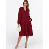 imageANRABESS Long Sleeve Dress for Women V Neck 2025 Fall Fashion Casual Loose Fit Flowy Swing Tiered Vacation DressesWine Red
