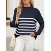 imageANRABESS Women Casual Long Sleeve Mock Funnel Neck Knit Pullover Sweater Top 2025 Fall Fashion Outfits with Exposed SeamBlue White Stripes