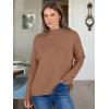 imageANRABESS Women Casual Long Sleeve Mock Funnel Neck Knit Pullover Sweater Top 2025 Fall Fashion Outfits with Exposed SeamDeep Apricot