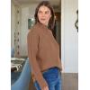 imageANRABESS Women Casual Long Sleeve Mock Funnel Neck Knit Pullover Sweater Top 2025 Fall Fashion Outfits with Exposed SeamDeep Apricot