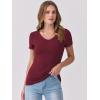 imageANRABESS Women Short Sleeve V Neck Ribbed Knit Fitted Shirts Basic Tees Tops 2025 Summer Casual TShirts Going Out OutfitsDeep Red