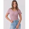 imageANRABESS Women Short Sleeve V Neck Ribbed Knit Fitted Shirts Basic Tees Tops 2025 Summer Casual TShirts Going Out OutfitsGrey Pink