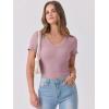 imageANRABESS Women Short Sleeve V Neck Ribbed Knit Fitted Shirts Basic Tees Tops 2025 Summer Casual TShirts Going Out OutfitsGrey Pink