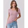 imageANRABESS Women Short Sleeve V Neck Ribbed Knit Fitted Shirts Basic Tees Tops 2025 Summer Casual TShirts Going Out OutfitsGrey Pink