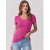 imageANRABESS Women Short Sleeve V Neck Ribbed Knit Fitted Shirts Basic Tees Tops 2025 Summer Casual TShirts Going Out OutfitsHot Pink