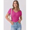 imageANRABESS Women Short Sleeve V Neck Ribbed Knit Fitted Shirts Basic Tees Tops 2025 Summer Casual TShirts Going Out OutfitsHot Pink