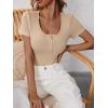 imageANRABESS Womens 2025 Spring Summer Short Sleeve Tops Ribbed Knit Henley Button Up Slim Fit Basic Casual T Shirts BlouseApricot