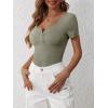 imageANRABESS Womens 2025 Spring Summer Short Sleeve Tops Ribbed Knit Henley Button Up Slim Fit Basic Casual T Shirts BlouseArmy Green